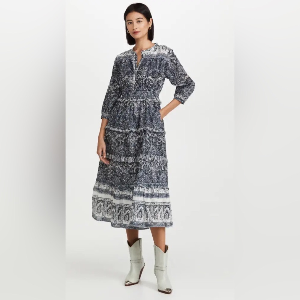 Cleobella Dalia Midi Dress Rishi Block Print XS